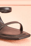 Ushuaia Black Square Toe Heeled Sandals | Boutique 1861 front close-up