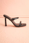 Ushuaia Black Square Toe Heeled Sandals | Boutique 1861 side view