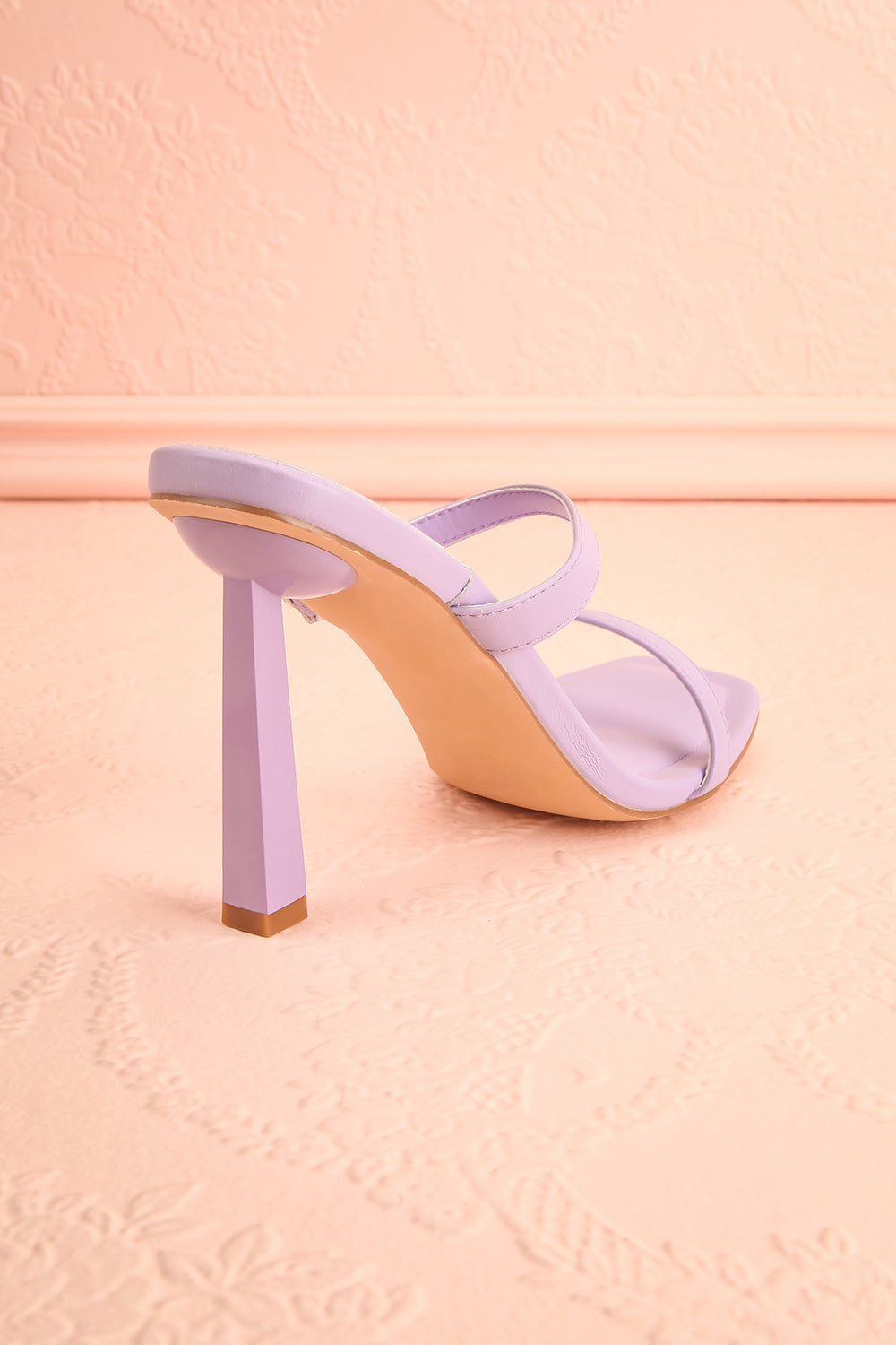 Ushuaia Lilac Square Toe Heeled Sandals | Boutique 1861 back view
