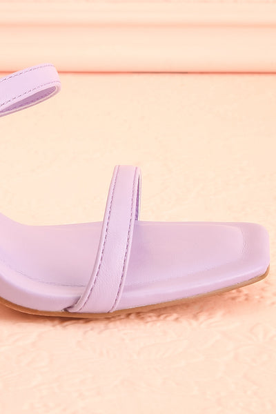Ushuaia Lilac Square Toe Heeled Sandals | Boutique 1861 side front close-up