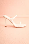 Ushuaia White Square Toe Heeled Sandals | Boutique 1861 side view