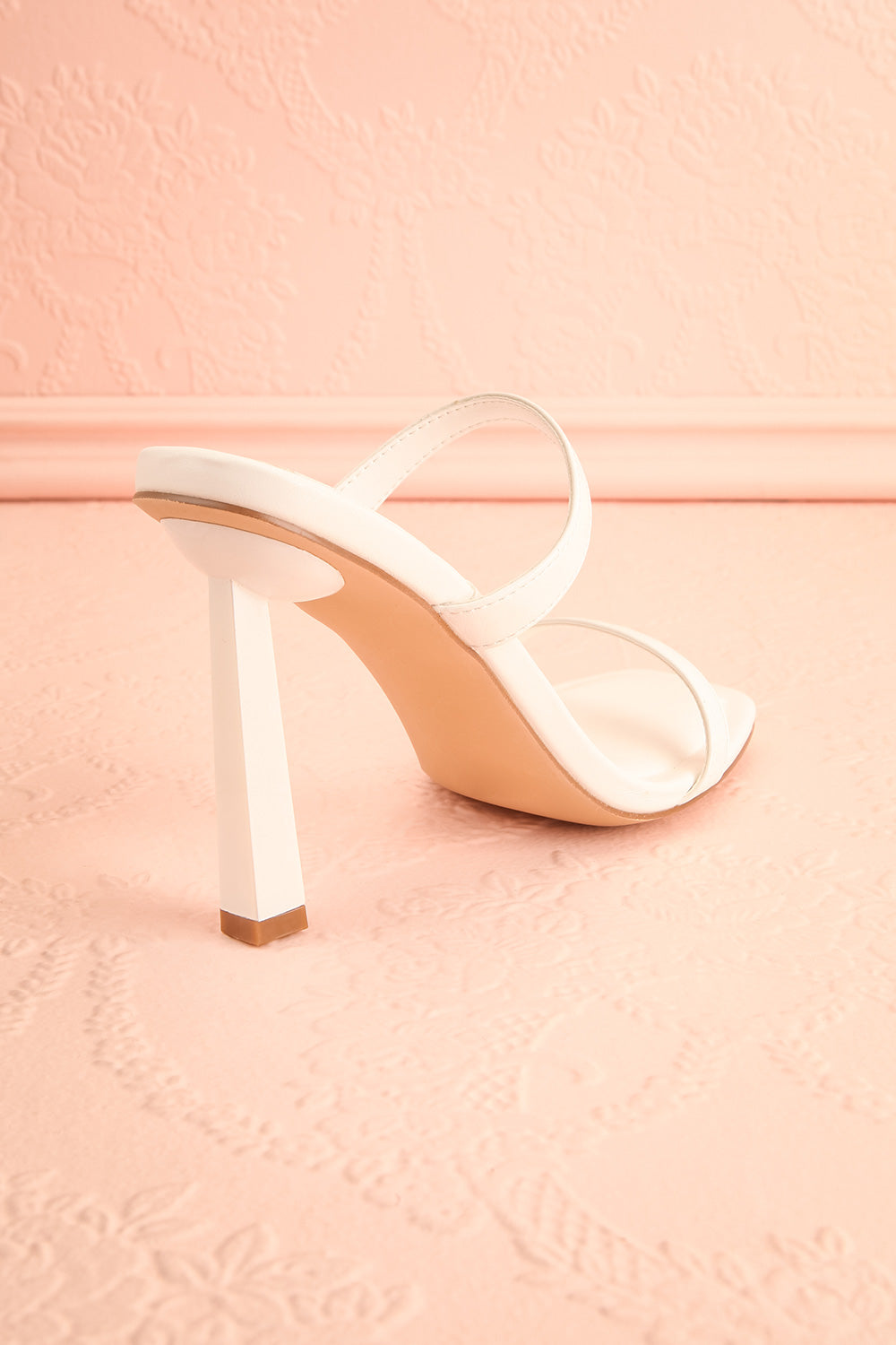 Ushuaia White Square Toe Heeled Sandals | Boutique 1861 back view