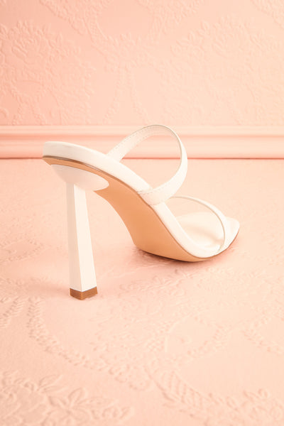 Ushuaia White Square Toe Heeled Sandals | Boutique 1861 back view