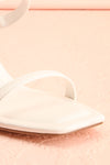 Ushuaia White Square Toe Heeled Sandals | Boutique 1861 front close-up
