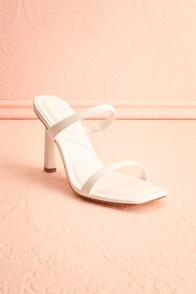 Ushuaia White Square Toe Heeled Sandals | Boutique 1861 front view