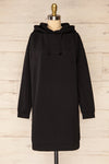 Utrec Black Long Sleeve Hooded Dress | La petite garçonne front view