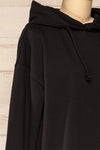 Utrec Black Long Sleeve Hooded Dress | La petite garçonne side close-up