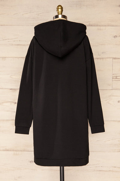 Utrec Black Long Sleeve Hooded Dress | La petite garçonne back view