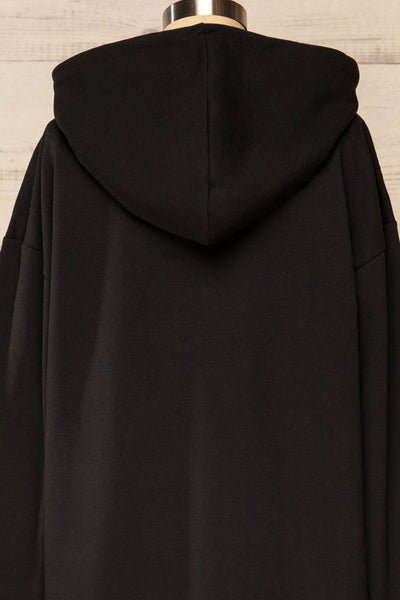Utrec Black Long Sleeve Hooded Dress | La petite garçonne back close-up