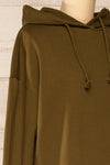 Utrec Olive Green Long Sleeve Hooded Dress | La petite garçonne side close-up