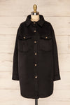 Vaagen Black Oversized Velvet Shirt Jacket | La petite garçonne front view