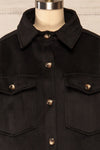 Vaagen Black Oversized Velvet Shirt Jacket | La petite garçonne close-up
