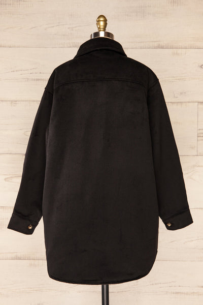 Vaagen Black Oversized Velvet Shirt Jacket | La petite garçonne back view