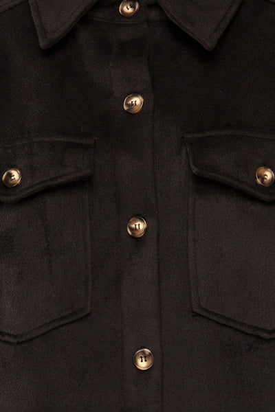 Vaagen Black Oversized Velvet Shirt Jacket | La petite garçonne texture
