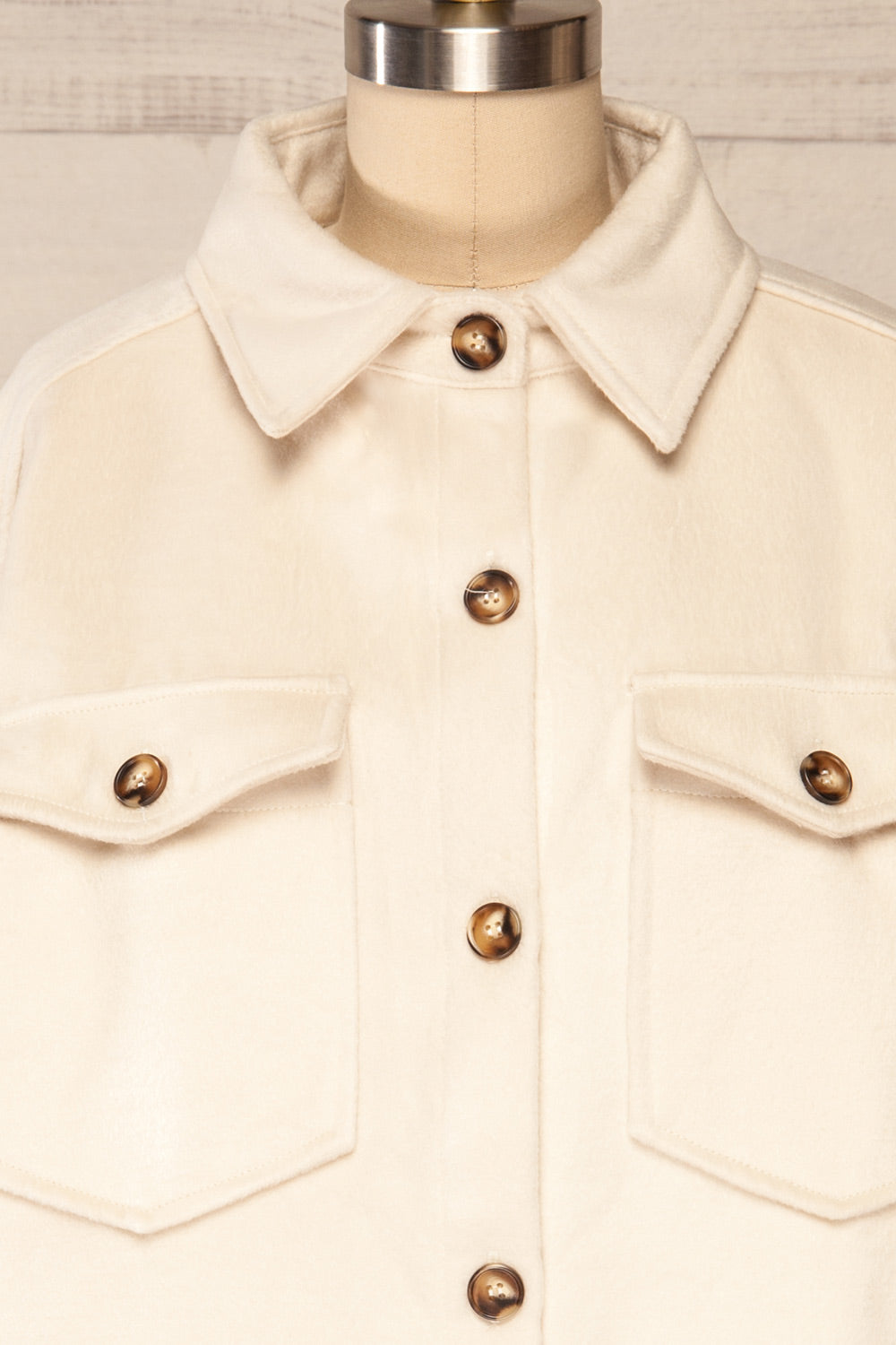 Vaagen Cream Oversized Velvet Shirt Jacket La petite garconne