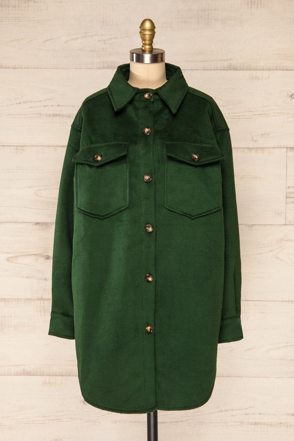 Vaagen Forest Oversized Velvet Shirt Jacket | La petite garçonne front view