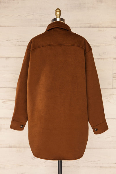 Vaagen Brown Oversized Velvet Shirt Jacket | La petite garçonne back view