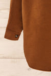 Vaagen Brown Oversized Velvet Shirt Jacket | La petite garçonne sleeve close-up