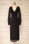 Vaciamadrid Black Stripped Midi Dress w/ Long Sleeves | La petite garçonne front view