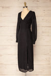 Vaciamadrid Black Stripped Midi Dress w/ Long Sleeves | La petite garçonne side view
