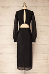 Vaciamadrid Black Stripped Midi Dress w/ Long Sleeves | La petite garçonne back view