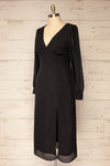 Vaciamadrid Black Stripped Midi Dress w/ Long Sleeves | La petite garçonne side plus size