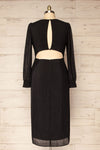 Vaciamadrid Black Stripped Midi Dress w/ Long Sleeves | La petite garçonne back plus size
