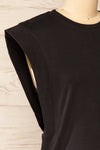 Vakan Black Round Collar Sleeveless Top | La petite garçonne side close-up