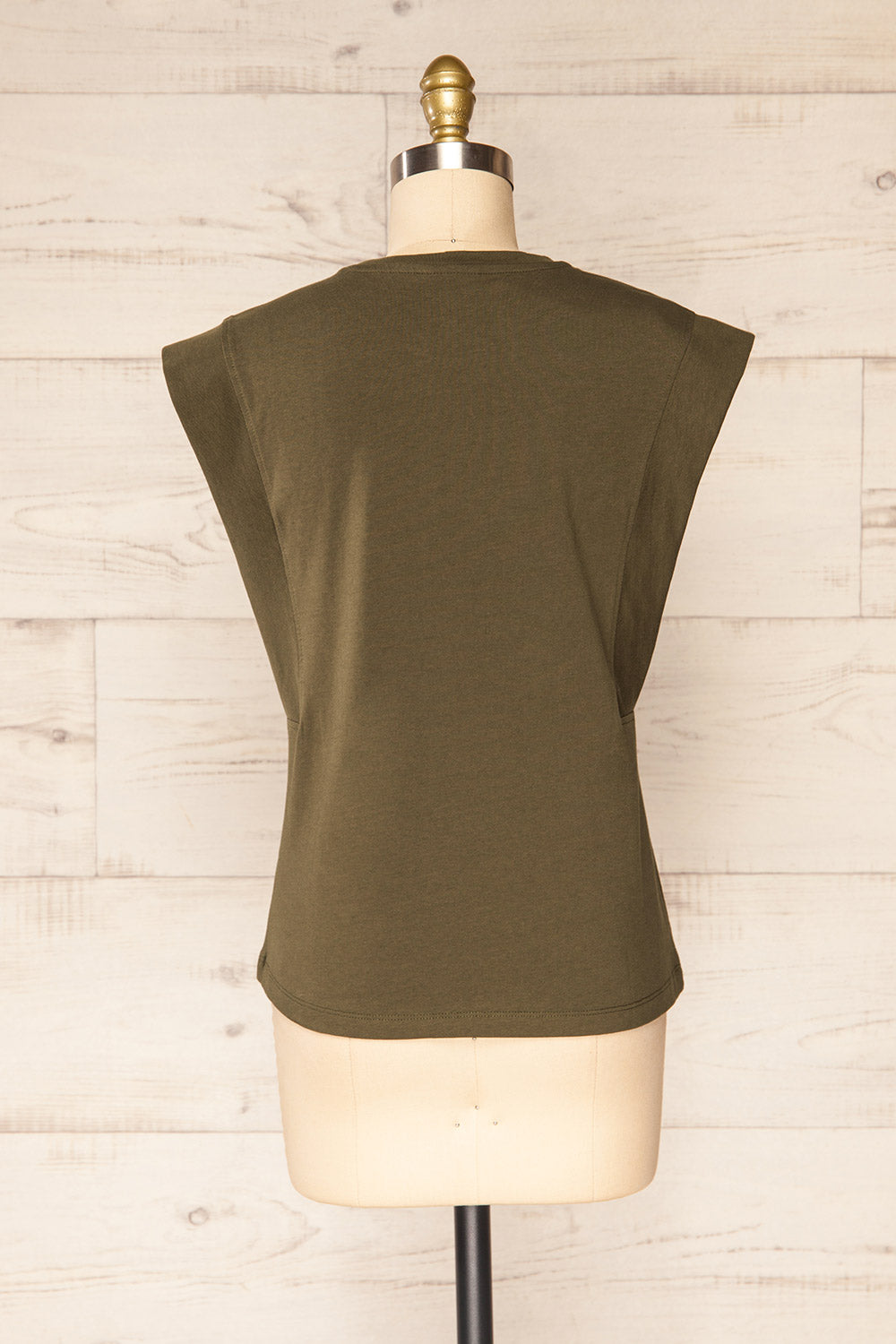 Vakan Green Round Collar Sleeveless Top | La petite garçonne back view 