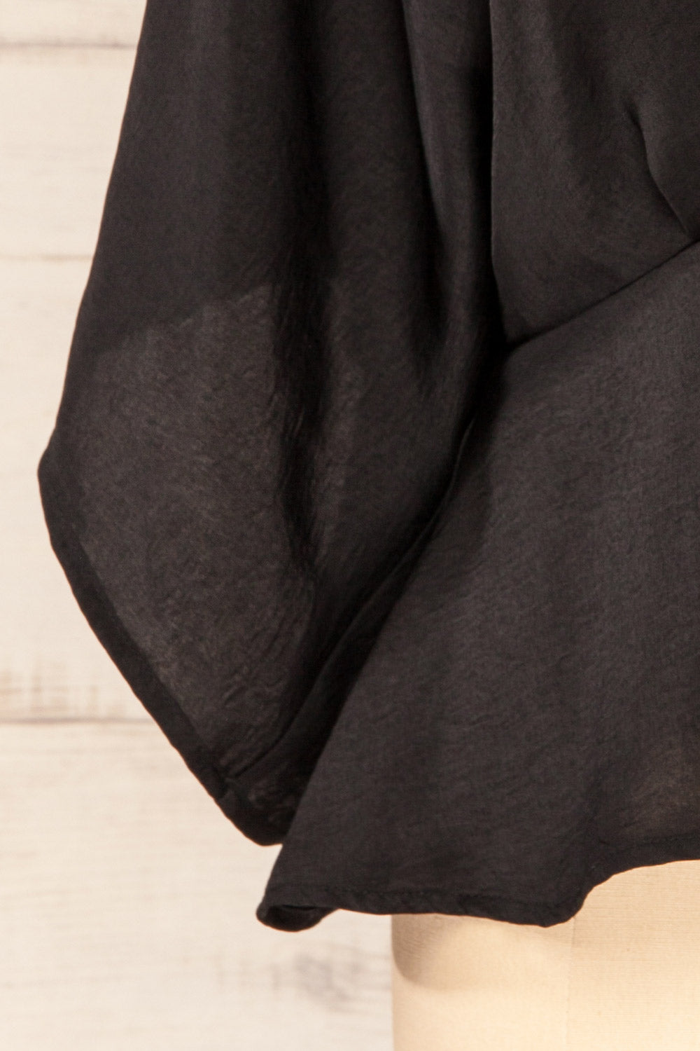 Valas Black Kimono Sleeves Wrap Neck Blouse | La petite garçonne  bottom 