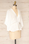 Valas White Kimono Sleeves Wrap Neck Blouse | La petite garçonne side view