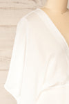 Valas White Kimono Sleeves Wrap Neck Blouse | La petite garçonne side close-up