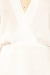 Valas White Kimono Sleeves Wrap Neck Blouse | La petite garçonne fabric