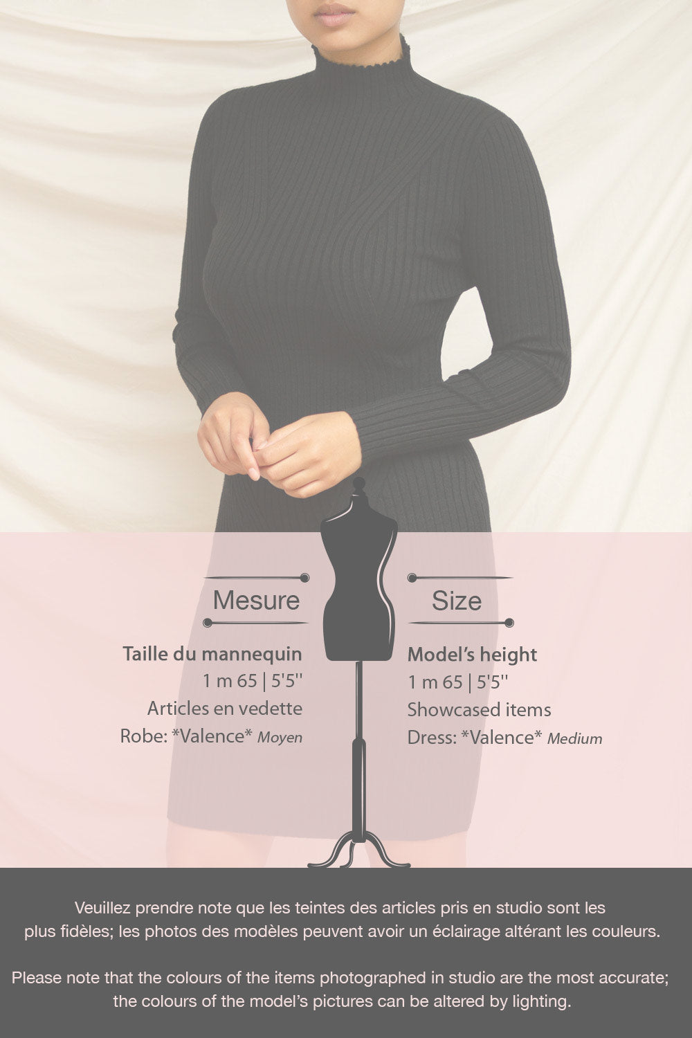 Valence Black Ribbed Mock Neck Dress | La petite garçonne fiche