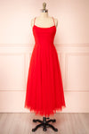 Valerie Red A-Line Tulle Midi Dress | Boutique 1861 front view