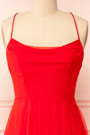 Valerie Red A-Line Tulle Midi Dress | Boutique 1861 front close-up