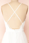 Valeska Ivory V-Neck Tulle Maxi Dress w/ Lace Details | Boudoir 1861 back close-up