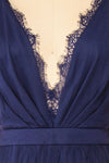 Valeska Navy V-Neck Tulle Maxi Dress w/ Lace Details | Boutique 1861 fabric