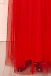 Valeska Red V-Neck Tulle Maxi Dress w/ Lace Details | Boutique 1861 bottom