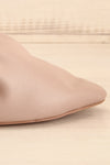 Vancouver Beige Faux-Leather Pointed Toe Mules | La petite garçonne side close-up