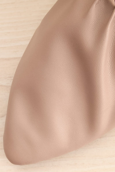 Vancouver Beige Faux-Leather Pointed Toe Mules | La petite garçonne flat close-up