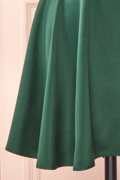 Vanessa Green Satin Short Dress | Boutique 1861  details