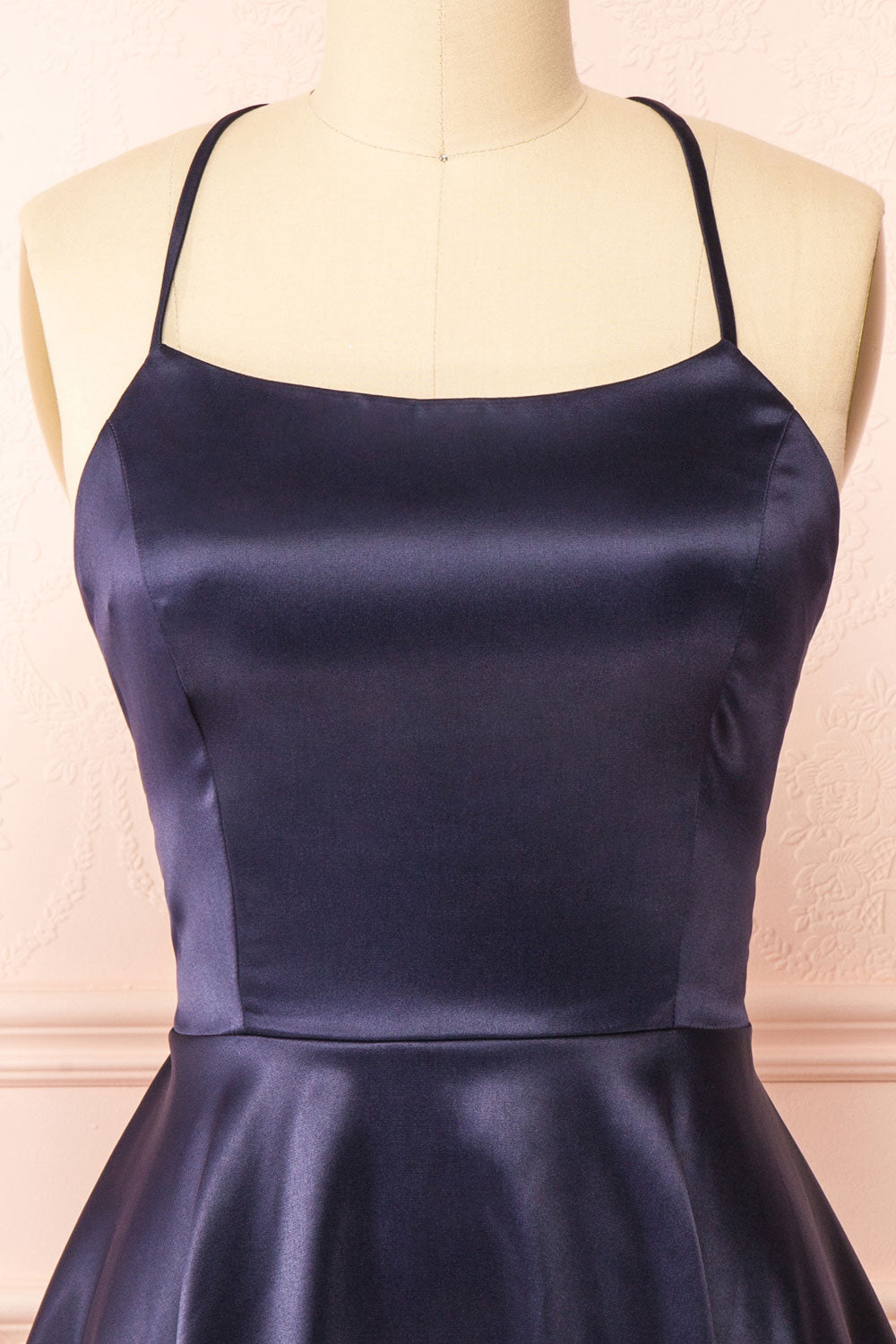 Navy blue satin dress sales short