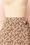 Vania Brown Floral Patterned Wrap Midi Skirt | Boutique 1861 front close-up