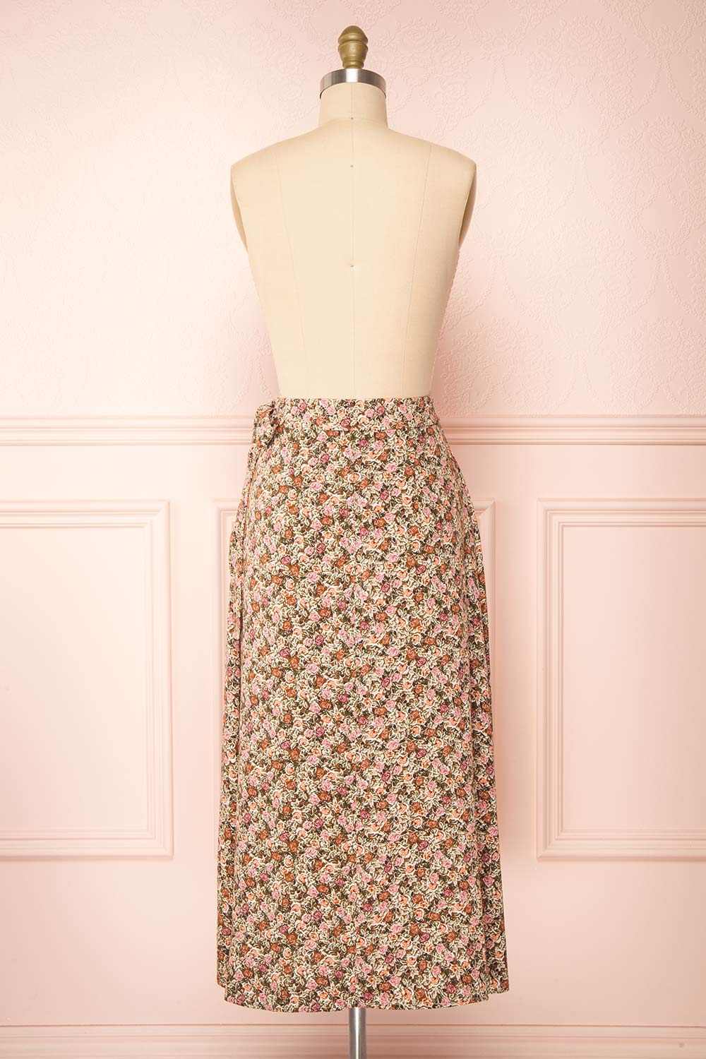 Vania Brown Floral Patterned Wrap Midi Skirt | Boutique 1861 back view 