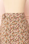 Vania Brown Floral Patterned Wrap Midi Skirt | Boutique 1861 back close-up
