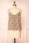 Vansi Thin Straps Floral Tank Top With Buttons | Boutique 1861 front view