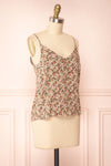Vansi Thin Straps Floral Tank Top With Buttons | Boutique 1861 side view