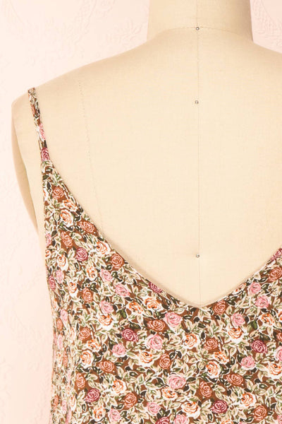 Vansi Thin Straps Floral Tank Top With Buttons | Boutique 1861 back close-up