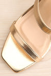 Varese Gold Slip-On Block Heel Sandals | La petite garçonne flat close-up
